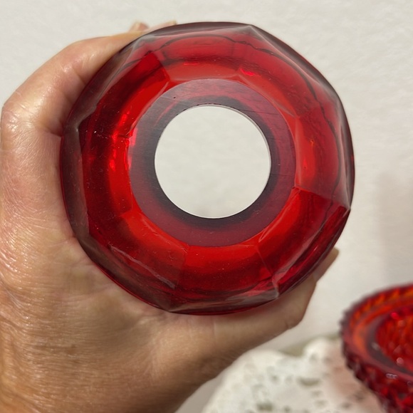 Vintage Viking Glass Red Diamond Point Glimmer Fairy Lamp - Picture 5 of 9